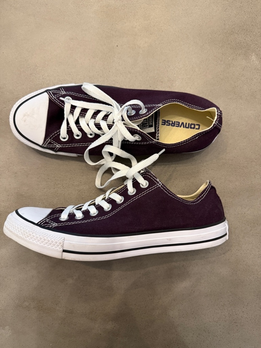 😎 Converse Men’s Low Top Canvas Sneakers - Plum with White Accents